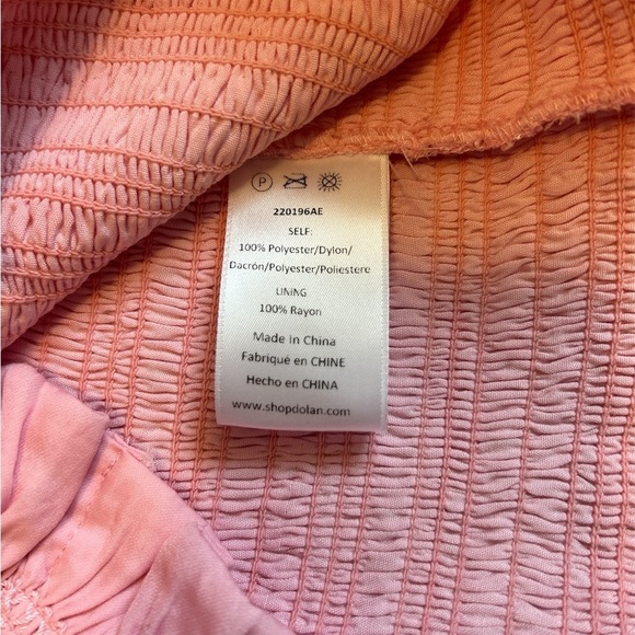 dolan Smocked Puff Sleeve Cropped Pink Blouse Shirt Small - Picture 7 of 7